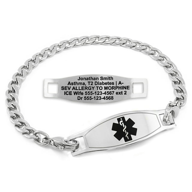 MedicEngraved Stainless Steel Custom Medical Alert Bracelet - 5mm Curb Link