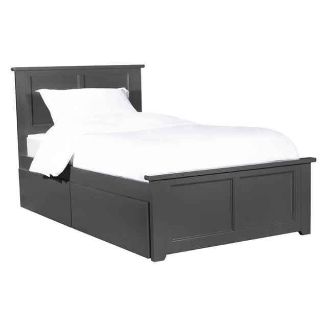 Leo & Lacey Lit Plateforme Simple TG Madison avec Tiroirs de Rangement, Gris