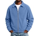 thumbnail image 5 of Ceisia Men's Point Collar Full Zip Corduroy Casual Jacket Long Sleeve Solid Color Trucker Outerwear For Autumn Gift, 5 of 9