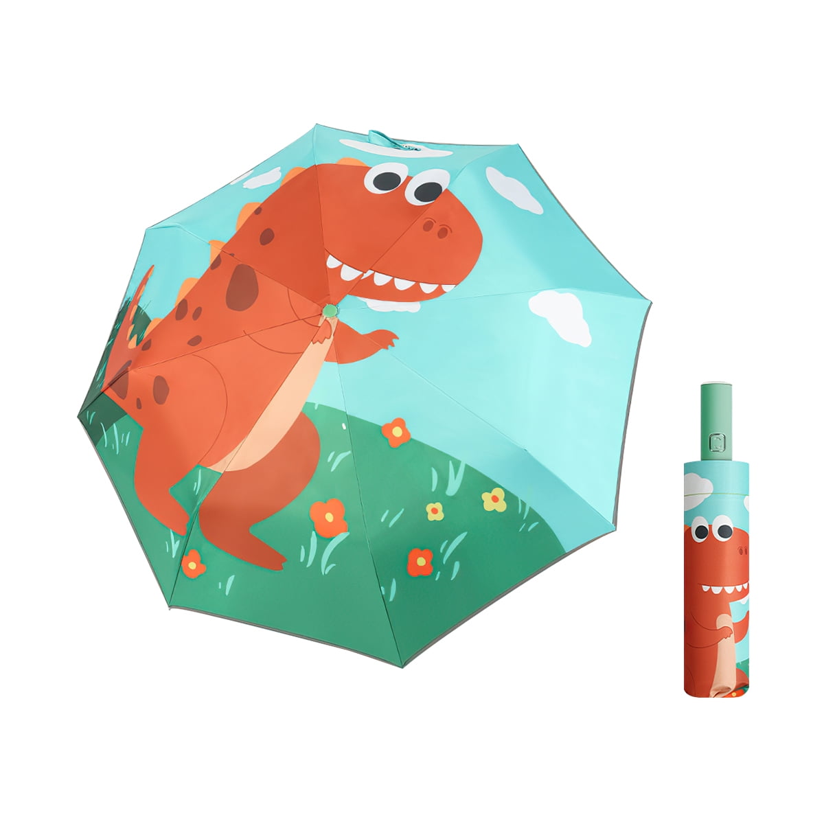 Kepooman Lightweight Folding Compact Umbrella, Portable Fully Automatic Children's Umbrella, Sun & Rain Umbrellas Windproof Parasol for Kid, Green- Dinosaur Paradise Kepooman Lightweight Folding Compact Umbrella, Portable Fully Automatic Children's Umbrella, Sun & Rain Umbrellas Windproof Parasol for Kid, Green- Dinosaur Paradise
