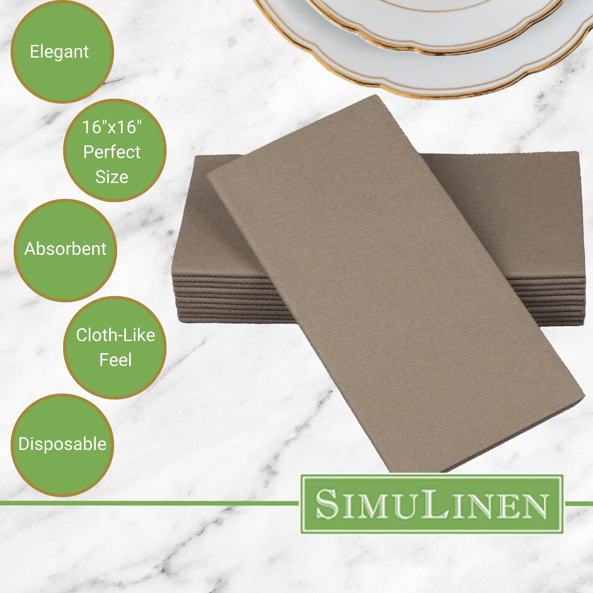 SimuLinen 16"x16" Signature Color Dinner Napkins - BEIGE GREY - 50 Napkins