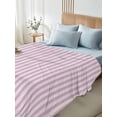 thumbnail image 5 of Twin Flat Sheet 66"x96", Purple Striped Soft Lightweight Bedding Flat Sheets Only, Modern Simple Farmhouse Beige Vintage Brushed Microfiber Top Bed Sheet, Breathable StainResistant Bedsheets, 5 of 9