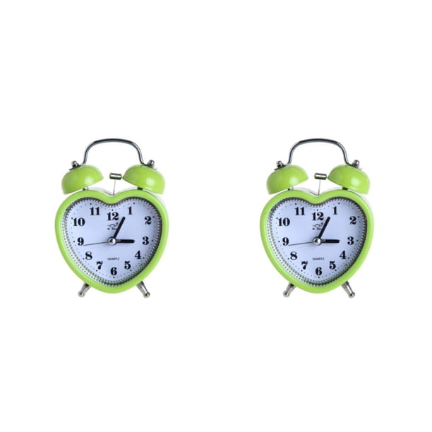 Reloj despertador con campana en forma de corazón 3 pulgadas Inteprter 2Conjunto Verde