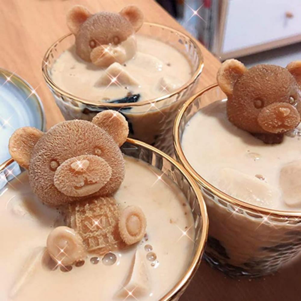 3D Bear Ice Mold Coffee Milk Tea Lattice Silicone Ice Cube Mold Decoration Mold 