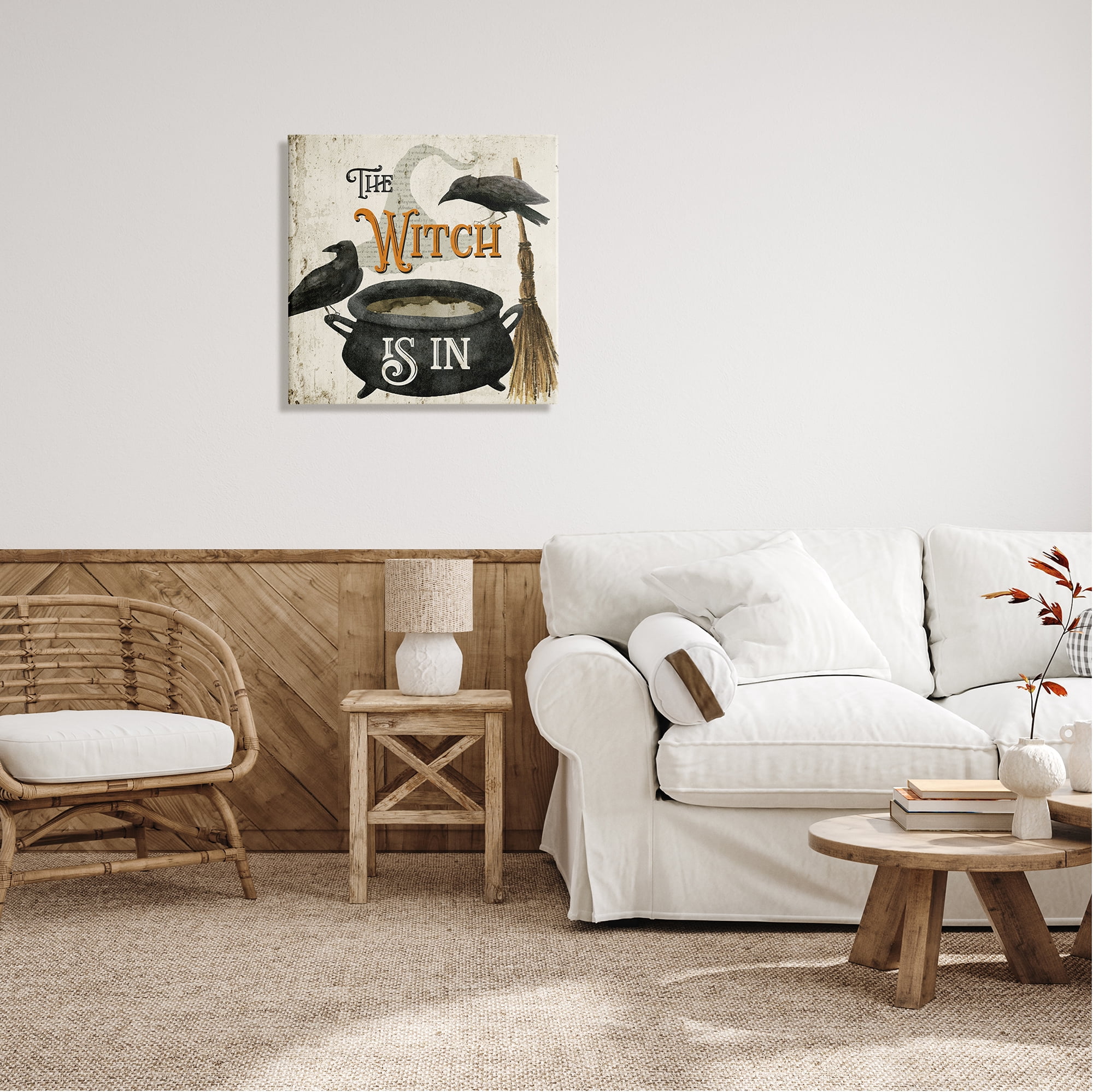 Stupell Industries Witch is In Phrase Cauldron Holiday Painting Gallery Wrapped Canvas Art Print Wall Art, 24 x 24