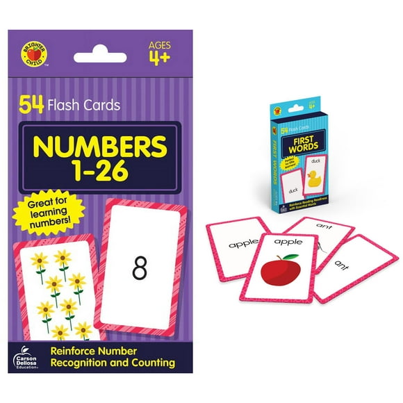 Flash Card Set: Brighter Child Flash Cards: First Words Flash Cards (Other) + Numbers 1 to 26 Flash Cards, Grades PK - 1