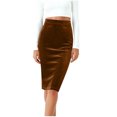 thumbnail image 2 of zhi Women's Velvet Pencil Skirt - Stylish Daily Outings & Casual Looks，Brown，XXL, 2 of 6