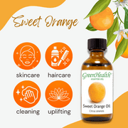 Sweet Orange Essential Oil - 2 fl oz (59 ml) Glass Bottle w/ Cap - 100% Pure Essential Oil by GreenHealth