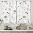 thumbnail image 5 of Green Teal Floral Kitchen Curtains Watercolor Flower Boho Small Short Cafe Window Curtains Minimalist Leaf Botanical Bathroom Living Room Bedroom Window Drapes Treatment (26x36 Inch), 5 of 6