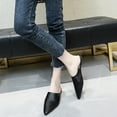 thumbnail image 5 of huanledash Women Closed Pointed Toe Flat Heel Slides Slippers Faux Leather Mules Shoes, 5 of 8