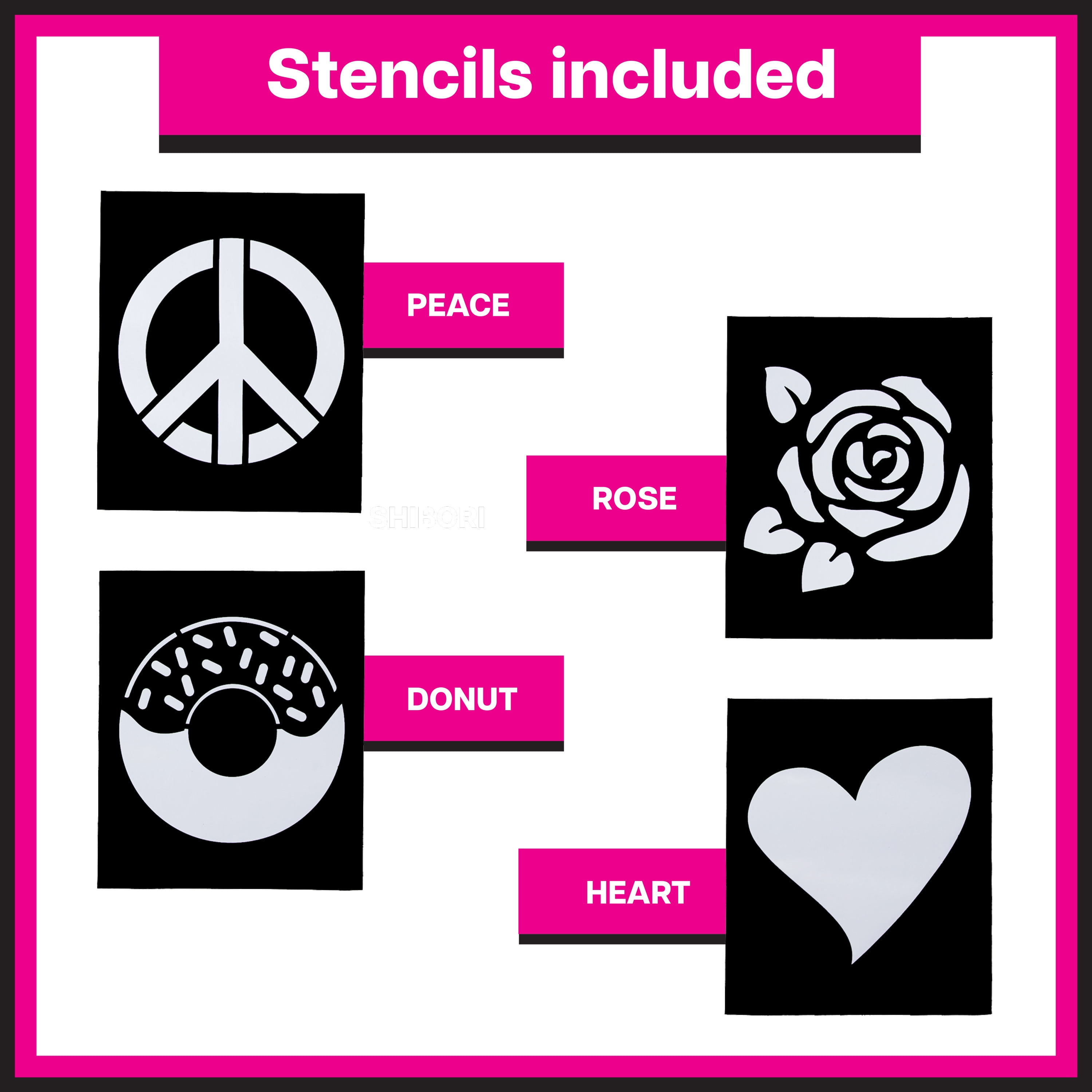 Tulip One-Step Spray Dye Kit, Easy Application with 6 Colors & 4 Stencils Included, Pre-Filled Powder in Bottles Party Activity, Outdoor Fun, Birthday Gift, Create Permanent Designs on Fabric, 51 Pcs