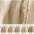 thumbnail image 4 of Muslin Blanket 100% Cotton Blankets Twin Size 4-Layer Breathable Lightweight Soft for Couch Bed Boho Farmhouse Linen Tassels Ruffle Gauze Blankets All Season for Adults 60x80 Inches Dusty Blue, 4 of 10