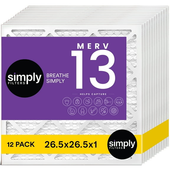 Simply Filters 26.5x26.5x1 MERV 13, MPR 1500, AC Furnace HVAC Air Filter (12 Pack)