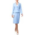 thumbnail image 2 of INSPIRE CHIC 2 Piece Skirt Suit Set for Women Long Sleeve Blazer Pencil Skirt Formal Work Business Outfits XL Sky Blue, 2 of 5