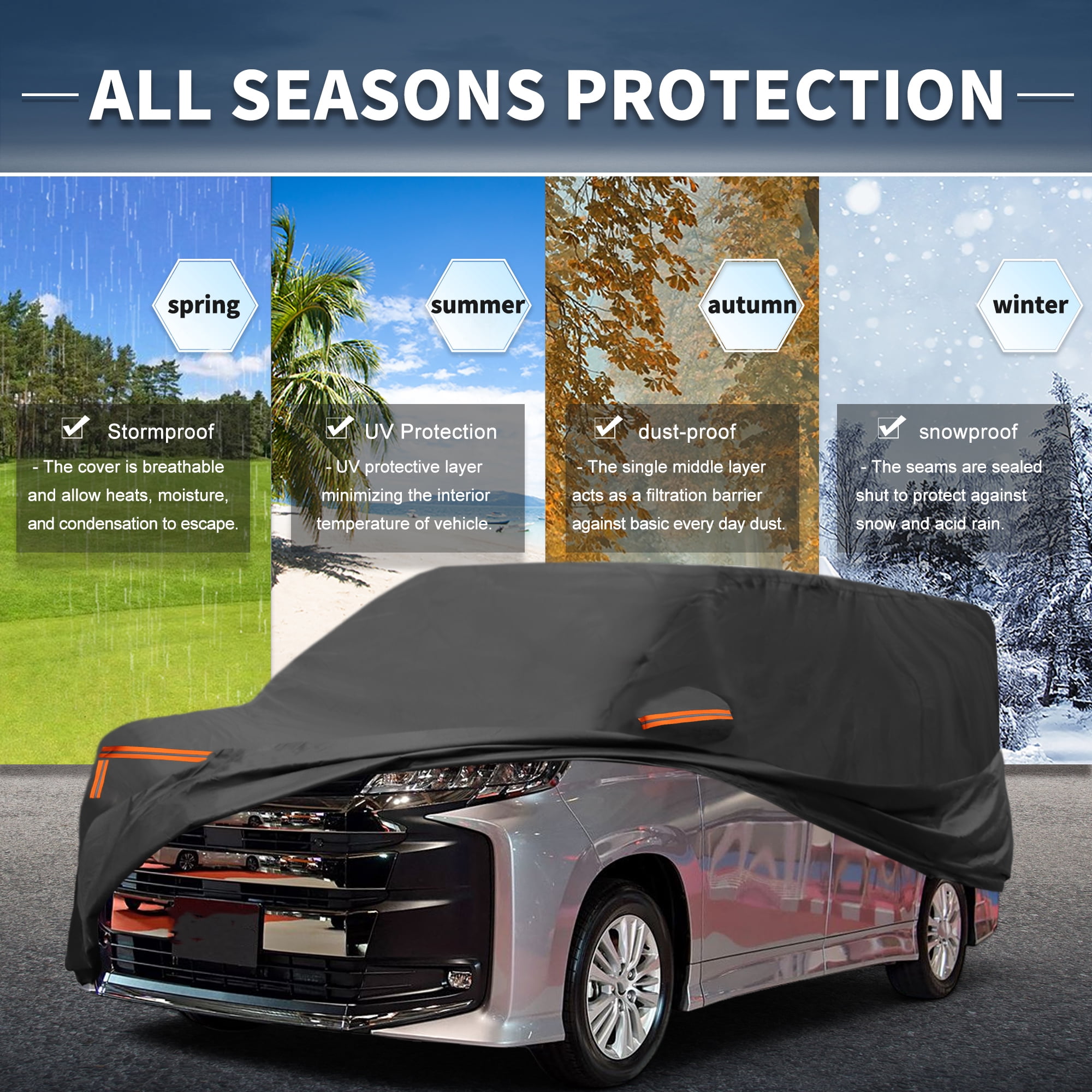 Unique Bargains Waterproof Protection with Right Zipper Car Cover for Toyota Noah Black