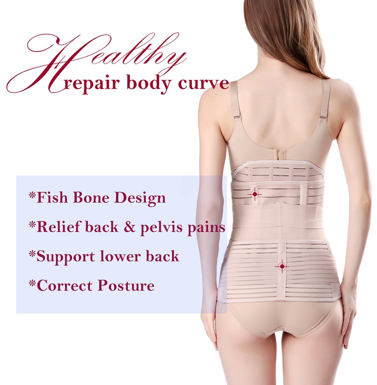 ChongErfei 3 in 1 Postpartum Support Recovery Belly waist pelvis Belt Shapewear Slimming Girdle Beige One Size For Posture Correction Walmart
