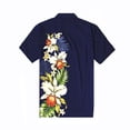 thumbnail image 3 of Made in Hawaii Men's Hawaiian Shirt Aloha Shirt Side Floral ORchid Navy, 3 of 3