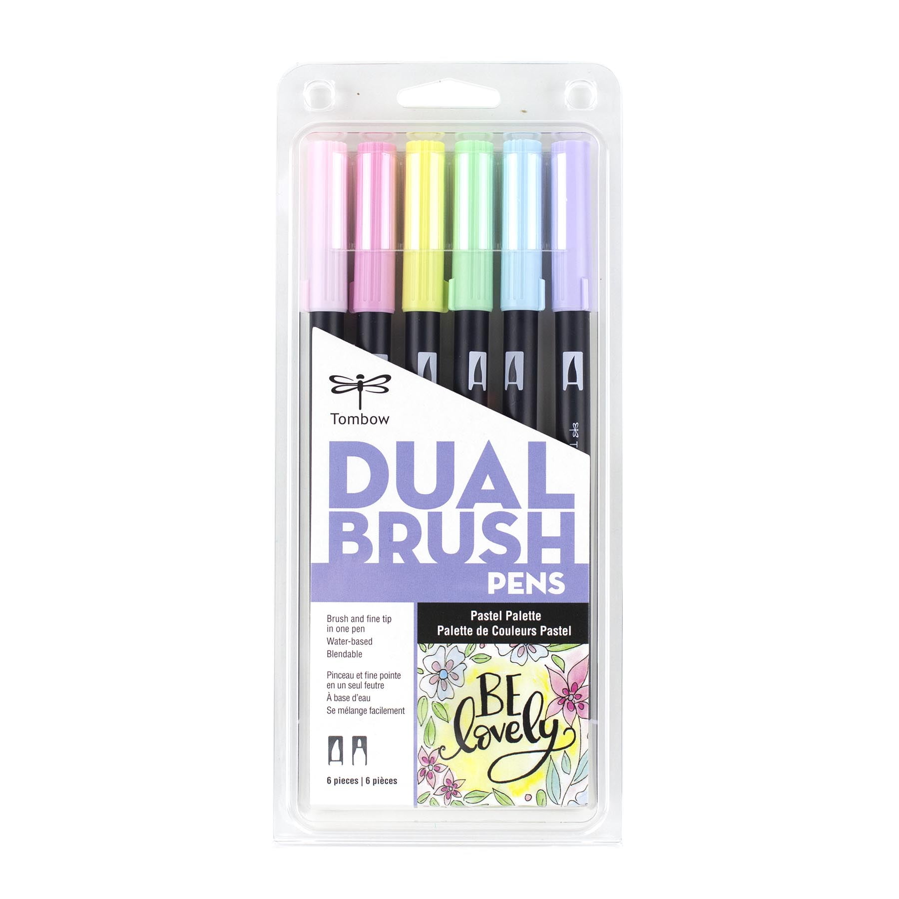 Double Ended Artist & Craft Marker Pens Tombow Brush Pen 6 Colour PASTEL SET 