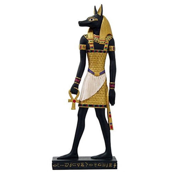 Ancient Egyptian Hieroglyph Inspired Anubis God of Underworld Collectible Figurine 10" Tall