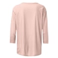 thumbnail image 5 of Bovxnpu 3/4 Length Sleeve Womens Tops, Cotton Casual Tunic Tops for Women Loose Dressy, Women's Fashion Solid Loose T-shirt 3/4 Sleeves Blouse Round Neck Casual L, 5 of 6