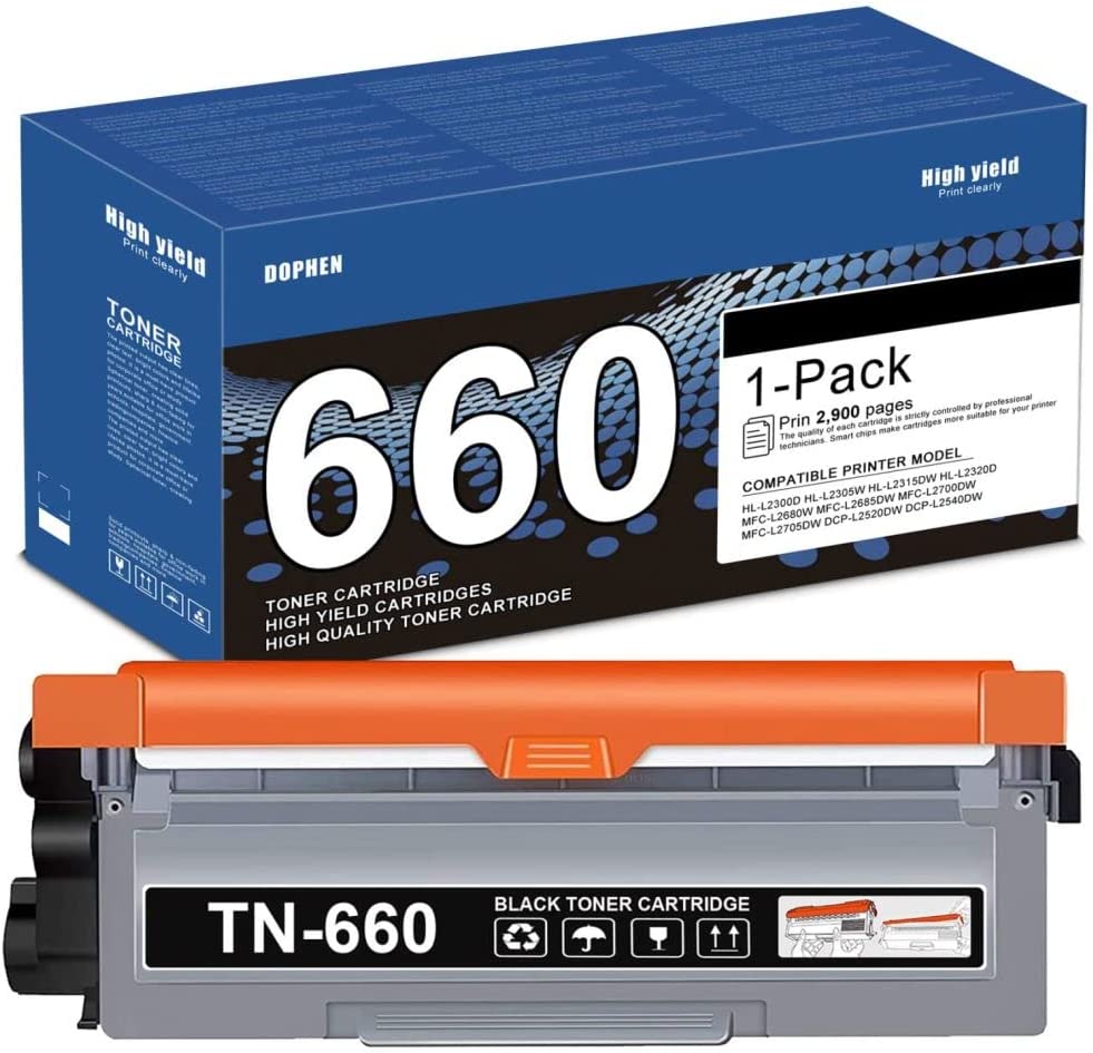 TN660 High Yield Black Toner Cartridge 1 Pack Replacement for Brother HLL2300D Printer Ink