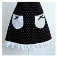 thumbnail image 3 of Cute Princess Style Dots Pattern Falbala Decor Women Kitchen Baking Apron with 2 Bowknot Pockets (Black+White), 3 of 5