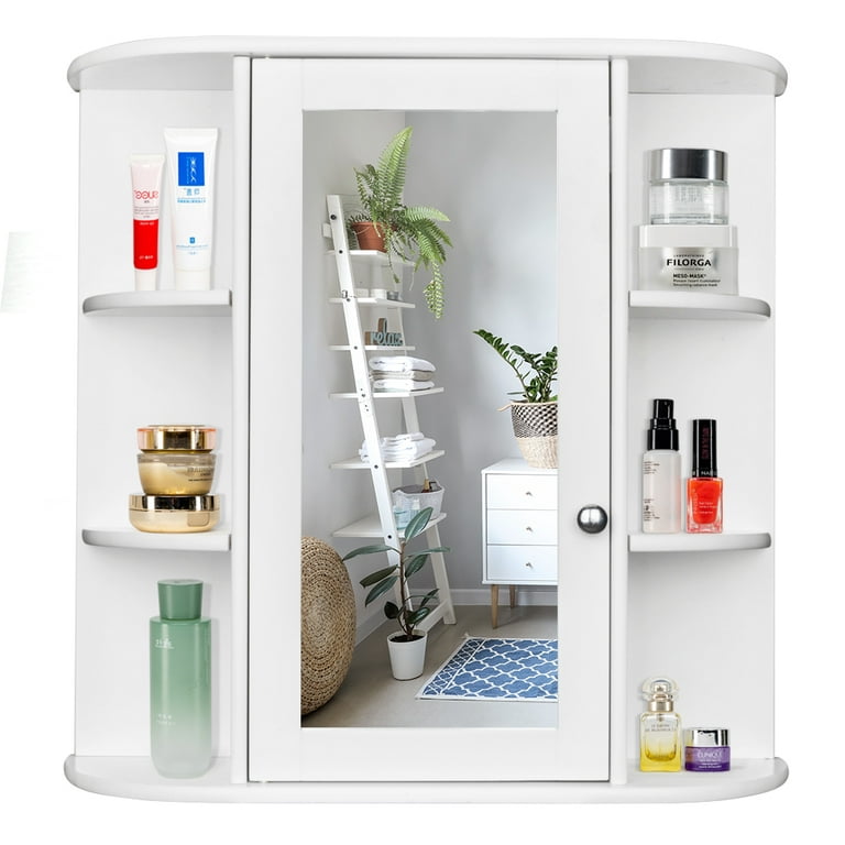 Ktaxon Bathroom Floor Cabinet Wooden with 1 Door & 3 Shelves, Free Standing Wooden Entryway Cupboard