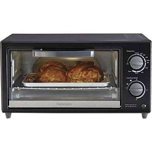 Kenmore 4 Slice Digital Toaster Oven Stainless Steel Broil Bake Warm Countertop 