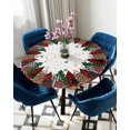 thumbnail image 5 of Xmas Tree Christmas Table Cloth, Round Fitted Tablecloths with Elastic Edge, Red Green Black Snowflake Wipeable Waterproof Table Cover for Kitchen Wedding 36-44 Inches, 5 of 6