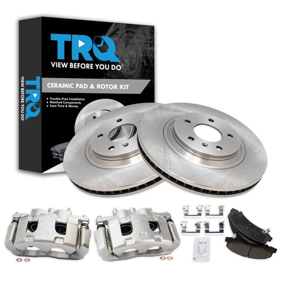 TRQ Front Brake Pad & Rotor Kit Brake Caliper Brake Pads Brake Rotor Ceramic Vented Fits Select 2008-2009 Buick LaCrosse 2006-2011 Lucerne Cadillac DTS 2014-2016 Chevrolet Impala Limited
