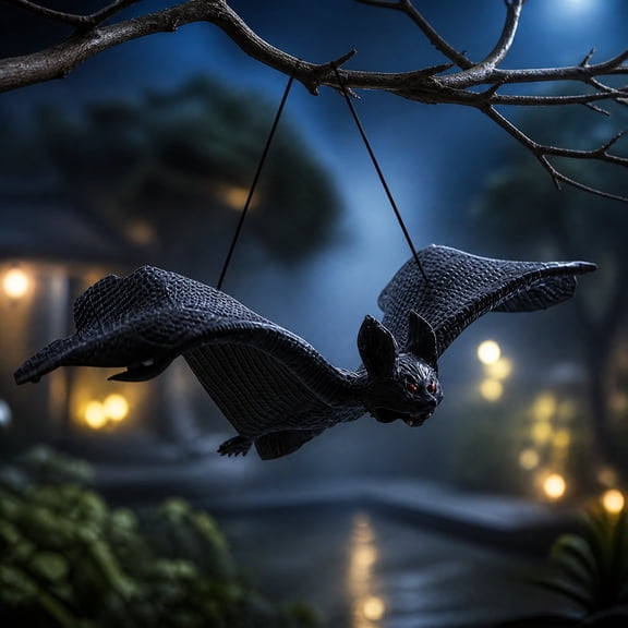 Halloween Hanging Ornaments Realistic Bat Decorations Plastic Horror Bat Decor for Outdoor Indoor Hanging Vampire Flying Bats for Home Halloween Party,