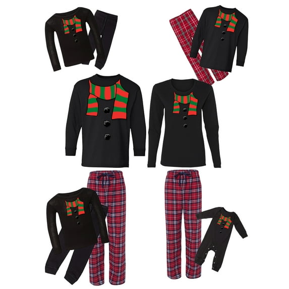 Awkward Styles Family Christmas Pajamas Set Red Snowman Scarf Matching Sleepwear