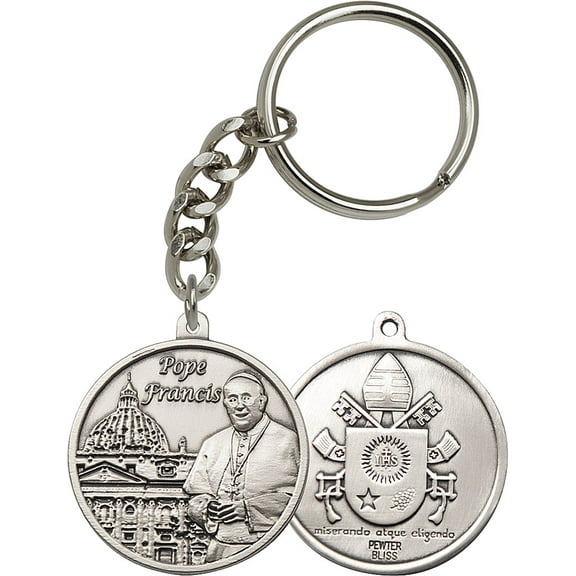Silver-Plated Oxide Pope Francis Keychain