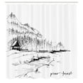thumbnail image 3 of Ambesonne Nature Shower Curtain, Pine Forest Countryside, 69"Wx70"L, Black White, 3 of 5