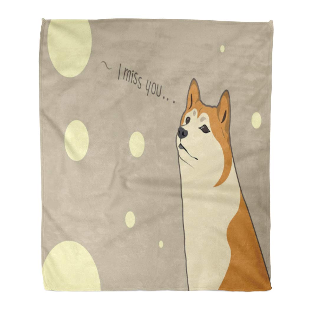 Jsdart Throw Blanket 58x80 Inches Brown Adorable Cute Shiba Inu Thinking About Someone Akita Cartoon Dog Warm Flannel Soft Blanket For Couch Sofa Bed Walmart Canada