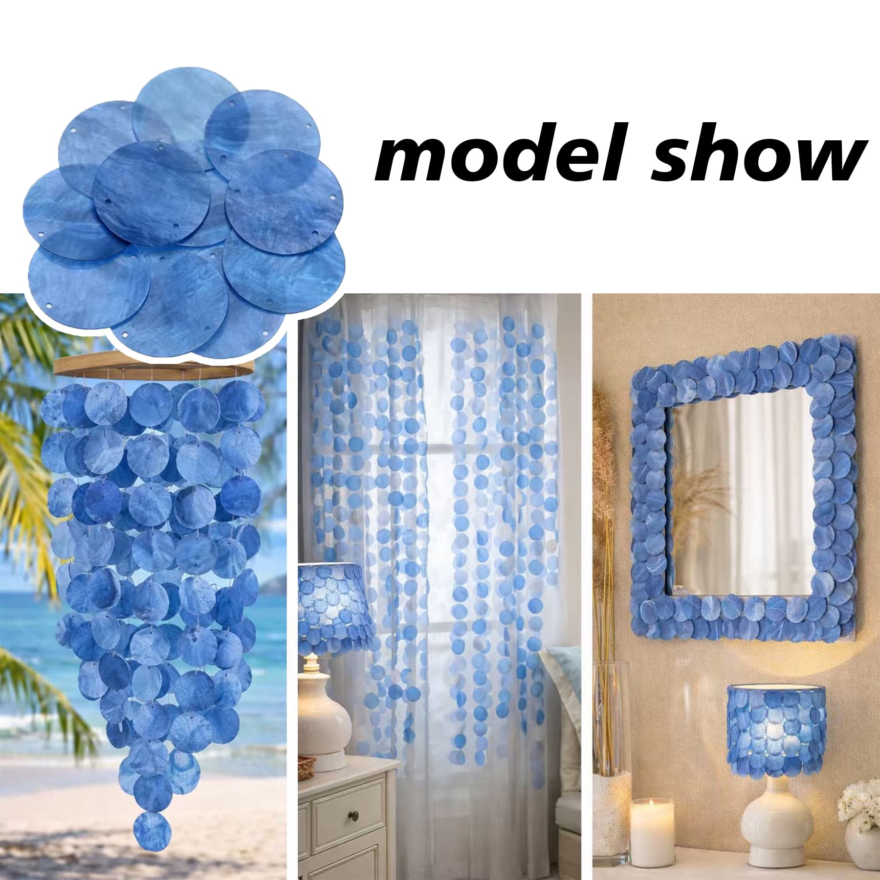 120Pcs Capiz Shells 1.97in Round Natural Shells with 2 Holes for Seashell Wind Chimes Curtain Shell Garland DIY Craft Wedding Home Decoration