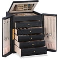 thumbnail image 1 of Caja organizadora de joyas Dajasan, grande, 6 niveles con 5 cajones, negra, 1 of 7