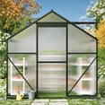 thumbnail image 6 of 6x4 FT Outdoor Greenhouse, Quick Setup Polycarbonate with Adjustable Roof Vent and Sliding Door, Aluminum Walk-in for Backyard Gardening (Black), 6 of 8