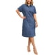thumbnail image 1 of VESTIDO DE CAMISA DE MEZCLILLA PARA MUJER INSPIRE CHIC, MANGA CORTA, CON BOTONES, VESTIDO CASUAL MIDI AZUL S, 1 of 6