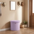 thumbnail image 2 of LEDREM Storage Ottoman, Velvet Vanity Chair with Storage, Folding Foot Rest, 18.5 x 18.5 x 17.7 Inches, Purple, 2 of 8