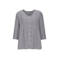 thumbnail image 4 of Fewfanhot Women Clothing 3/4 Sleeve Button Down Shirts Cotton Linen Tops V Neck Casual Loose Fit Blouses, 4 of 6
