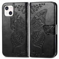 thumbnail image 2 of Dteck Wallet Embossed Case For Apple iPhone 13, Magnetic [Built-in Credit Card Slots] Flip Folio PU Leather Cover Case with Flower Butterfly Pattern,black, 2 of 6