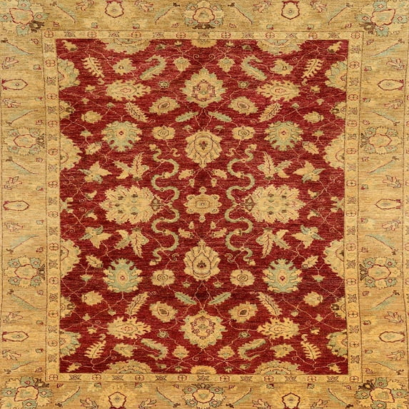 Ahgly Company Indoor Square Abstract Orange Abstract Area Rugs, 3' Square