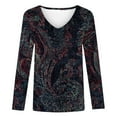 thumbnail image 4 of Mingw Womens Floral Fall ClothesFall Tops Dressy Casual Blouses Slim Fit V Neck Tunic Tops, 4 of 5