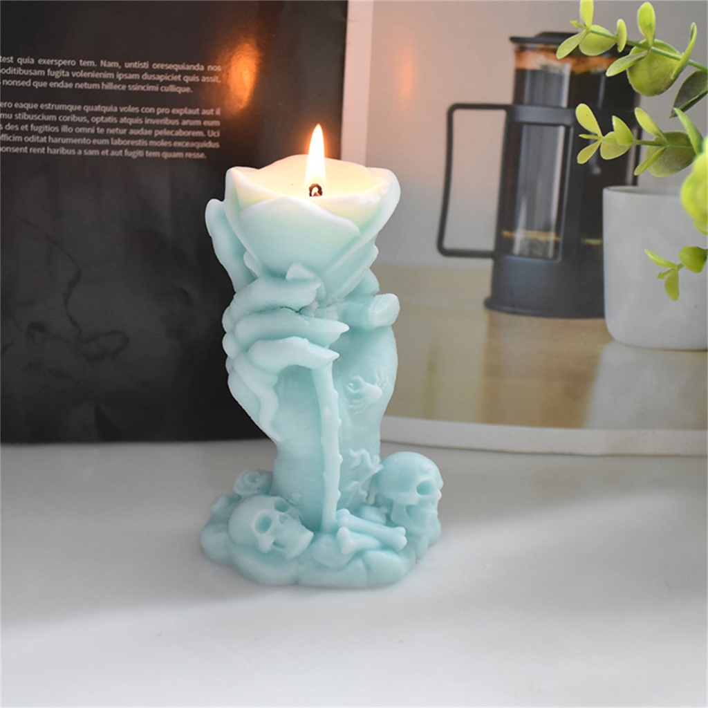 Halloween Rose Hand Silicone Mold DIY Crafts Project Reusable Soap Candle Plaster Chocolate Baking Tool Supplies