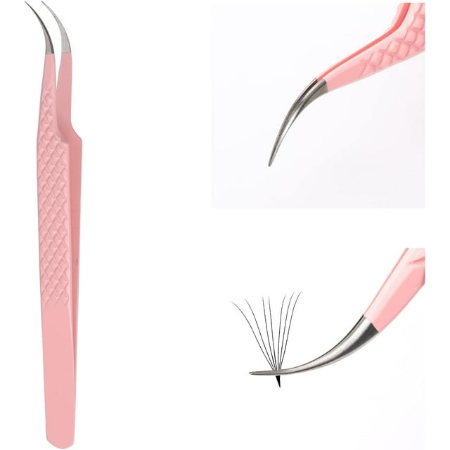 FADLASH Pinces à Extensions de Cils Précision Pointe Courbée Pinces à Extensions de Cils Isolation & Techniques de Volume Outils d'Application Professionnelle