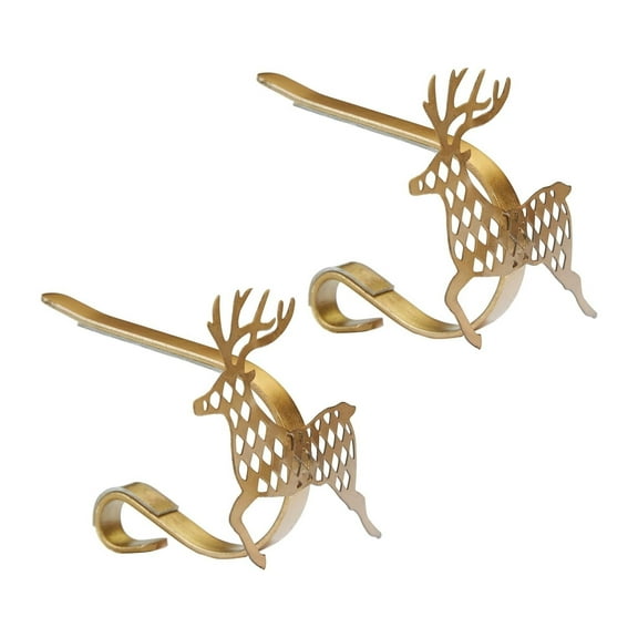 Split P Jumping Deer Stocking Hanger - Set of 2