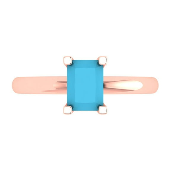 Solitaire Engagement Ring for Women - 1ct Simulated Turquoise in 18K Rose Gold Promise Ring