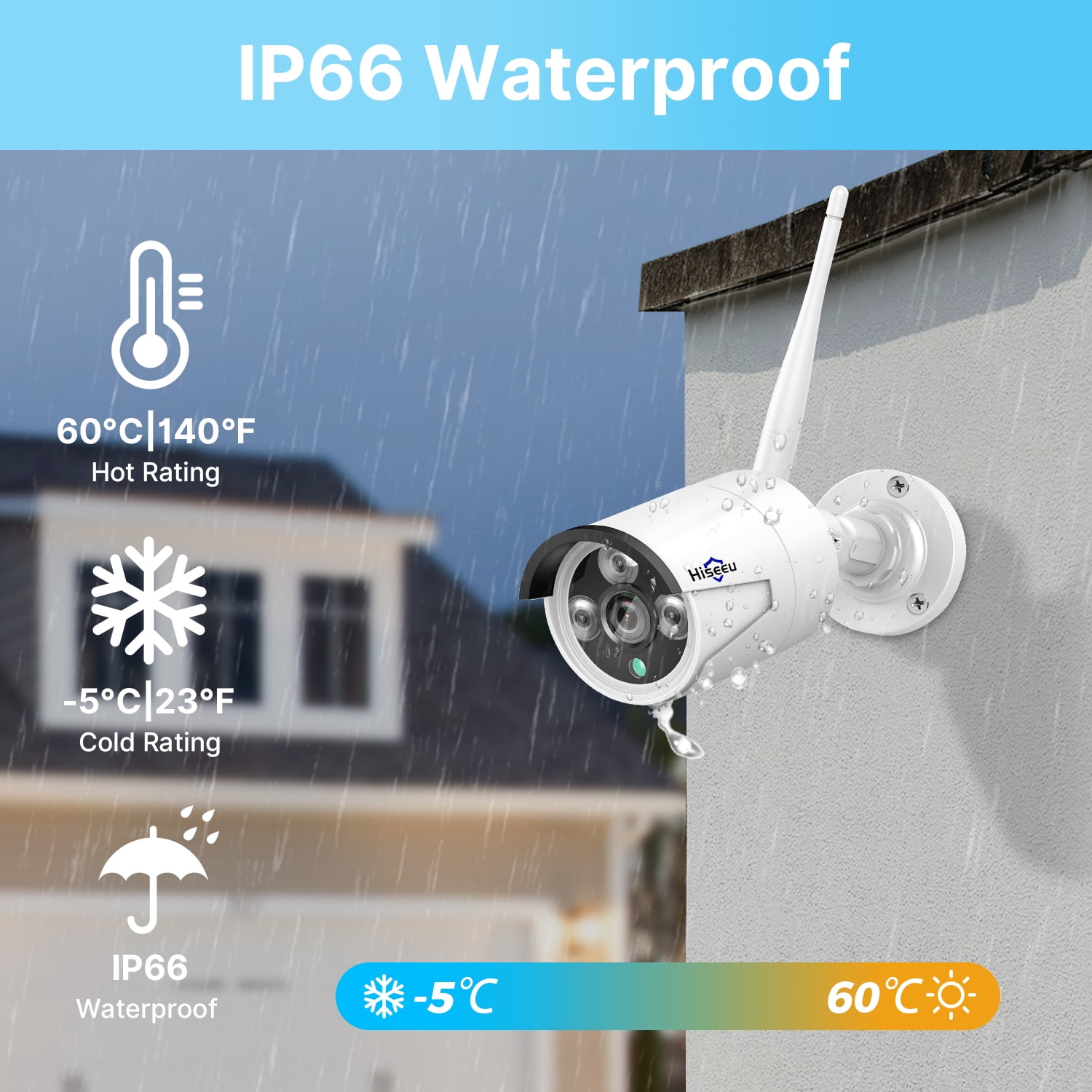 Hiseeu Add-On 5MP Wireless Wifi Security Camera One Audio Recording,65ft IR Night Vision