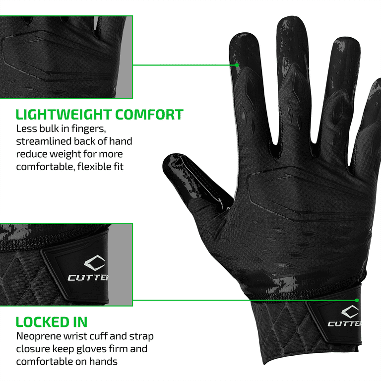 Cutters, Rev Pro 5.0 Football Receiver Gloves, Adult, S, Solid